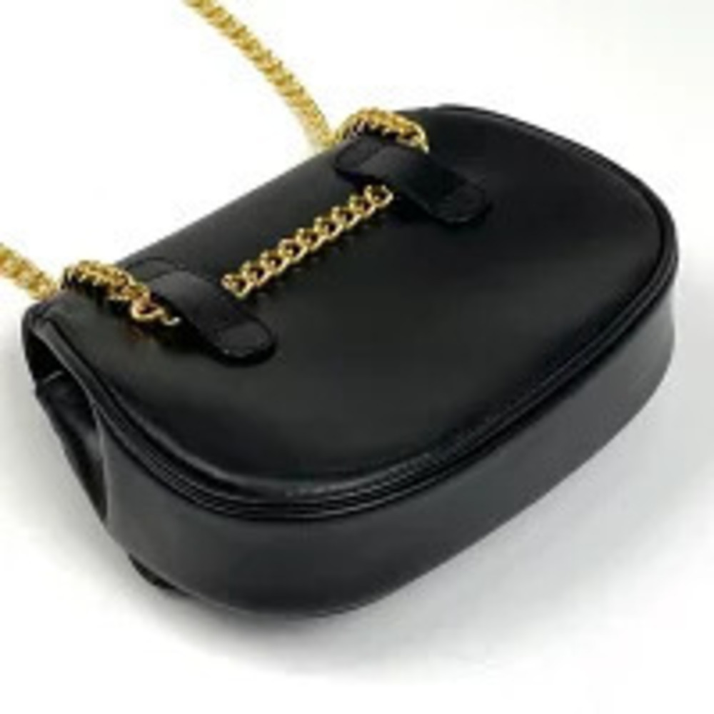 Salvatore Ferragamo Leather Shoulder Gancini Chain Black Bag Black